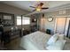 King size bed in a spacious bedroom with a fireplace and lots of light at 3550 Bay Sands Dr # 3073, Laughlin, NV 89029