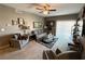 Cozy living room featuring gray sofas, a coffee table, and a ceiling fan at 3550 Bay Sands Dr # 3073, Laughlin, NV 89029