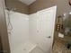 Clean shower with white tile and glass door at 3550 Bay Sands Dr # 3073, Laughlin, NV 89029