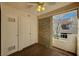 Covered patio with ceiling fan and access to laundry closet at 4805 S Torrey Pines Dr # 201, Las Vegas, NV 89103