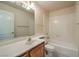 Clean bathroom with single vanity and tub shower combo at 1245 Heyer St, Overton, NV 89040