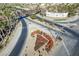Aerial view of a community roundabout and bridge at 30 Hilltop Crest St, Henderson, NV 89011