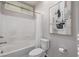 Clean bathroom with shower/tub combo and modern decor at 30 Hilltop Crest St, Henderson, NV 89011