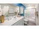 Modern bathroom with a large walk-in shower and white vanity at 1598 Dom River Dr # Lot 137, North Las Vegas, NV 89084