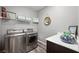 Laundry room with washer, dryer, and storage shelves at 2365 Boretto St, Henderson, NV 89044