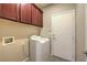 Bright laundry room with washer, dryer, and ample cabinetry at 5744 Serenity Haven St, North Las Vegas, NV 89081