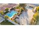 Aerial view of house with pool and large backyard at 6480 Darby Ave, Las Vegas, NV 89146