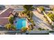 Aerial view showing home, pool, and spacious backyard at 6480 Darby Ave, Las Vegas, NV 89146