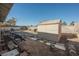 Backyard with shed and partially completed patio at 6770 Laronda Ln, Las Vegas, NV 89156