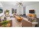 Virtually staged living room featuring a neutral color palette and modern furniture at 7355 Sunray Point St, North Las Vegas, NV 89084