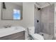 Bathroom with shower and single vanity at 213 Valley Forge Ave, Henderson, NV 89015