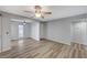 Spacious living room featuring hardwood floors and ceiling fan at 3152 S Eastern Ave # 26, Las Vegas, NV 89169