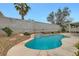 Refreshing backyard pool with concrete deck, rock landscaping, and privacy wall at 3709 Ferrell St, North Las Vegas, NV 89032