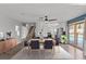 Dining area with hardwood floors, a wooden table and views to the pool at 4574 Casa Mia Cir, Las Vegas, NV 89121