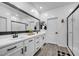Bright bathroom featuring a double vanity and a separate shower at 6318 Amber Sunrise St, North Las Vegas, NV 89031