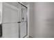 Clean shower with glass enclosure and chrome fixtures at 6657 W Tropicana Ave # 201, Las Vegas, NV 89103