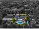 High-angle view of house, pool, and landscaping, showing location in neighborhood at 3105 Conners Dr, Las Vegas, NV 89107