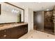 Elegant bathroom with marble vanity and a large shower at 3105 Conners Dr, Las Vegas, NV 89107