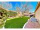 Landscaped backyard featuring artificial turf and a tree at 3918 Champagne Wood Dr, North Las Vegas, NV 89031