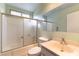 Clean bathroom with a shower/tub combo and vanity at 57 Marion Dr, Las Vegas, NV 89110