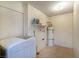 Laundry room with washer, water heater, and shelving at 6229 Cromwell Ave, Las Vegas, NV 89107