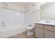 Clean bathroom with tub, shower, toilet and vanity at 7885 W Flamingo Rd # 1092, Las Vegas, NV 89147