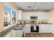 Modern kitchen, granite countertops, and white cabinetry at 8437 Sluman Ct, Las Vegas, NV 89128