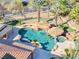 An aerial view of a luxurious pool and spa at 9113 Harvest Homes St, Las Vegas, NV 89123