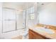 Clean bathroom, bathtub and shower combo at 1837 Ferrell St, Las Vegas, NV 89106