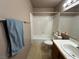Full bathroom with tub/shower and updated vanity at 2148 Pebble Creek Ln, Laughlin, NV 89029