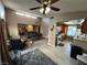 Open floor plan showcasing living room, kitchen and dining area at 2148 Pebble Creek Ln, Laughlin, NV 89029