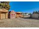 View of charming Western-themed guest houses and sheds at 5353 Dorrell Ln, Las Vegas, NV 89131