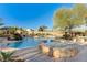 Relaxing pool and spa with flagstone coping and landscaping at 7015 N Jensen St, Las Vegas, NV 89149