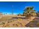 Backyard view with gravel, a palm tree, and a block wall at 1408 Palm St, Henderson, NV 89011