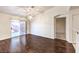 Dining area with hardwood floors, sliding glass door, and chandelier at 1473 Teddington Ct # 101, Las Vegas, NV 89102