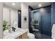 Bathroom with a walk-in shower and modern vanity at 29 Falling Ridge Ln, Henderson, NV 89011