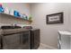 Functional laundry room with washer, dryer, and shelving at 4509 Glossier Ave, North Las Vegas, NV 89084