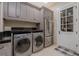 Bright laundry room with stainless steel appliances and extra storage at 52 Innisbrook Ave, Las Vegas, NV 89113