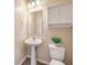 Clean and simple powder room with pedestal sink and toilet at 6288 Starflare St, Las Vegas, NV 89148