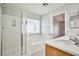 Bathroom with shower, bathtub, and double vanity at 8672 Big Sagebrush Ave, Las Vegas, NV 89117