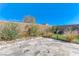 Large backyard with stone patio, desert landscaping, privacy walls, and artificial turf at 11560 Observation Point Ave, Las Vegas, NV 89138