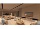 Open-concept living area with a fireplace and adjacent kitchen at 129 Still Shores St, Henderson, NV 89011