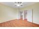 Spacious bedroom with wood floors and ceiling fan at 1836 La Calera Ave, North Las Vegas, NV 89084