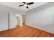 Bedroom with wood floors and two closets at 1836 La Calera Ave, North Las Vegas, NV 89084