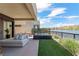 Private patio with a hot tub and stunning lake views at 20 Lakefront Dr, Henderson, NV 89011