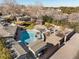 Aerial view of house, pool, and beautifully landscaped yard at 2800 Ashby Ave, Las Vegas, NV 89102