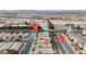 Aerial view showing home location in a residential neighborhood near a main road at 6054 Sierra Medina Ave, Las Vegas, NV 89139