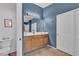 Bathroom with double vanity and tile flooring at 6054 Sierra Medina Ave, Las Vegas, NV 89139