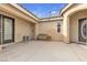 Small backyard with a bench and air conditioning unit at 6054 Sierra Medina Ave, Las Vegas, NV 89139