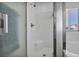 Clean shower with glass enclosure and built-in seat at 10611 Auburn Springs Ave, Las Vegas, NV 89166